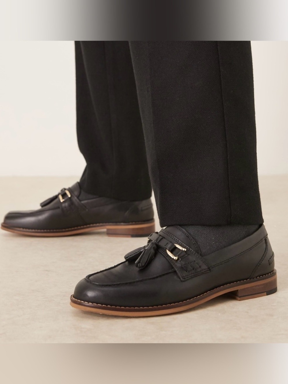 ASOS Men's Black Leather Tassel Loafers UK size 10=US Size 11